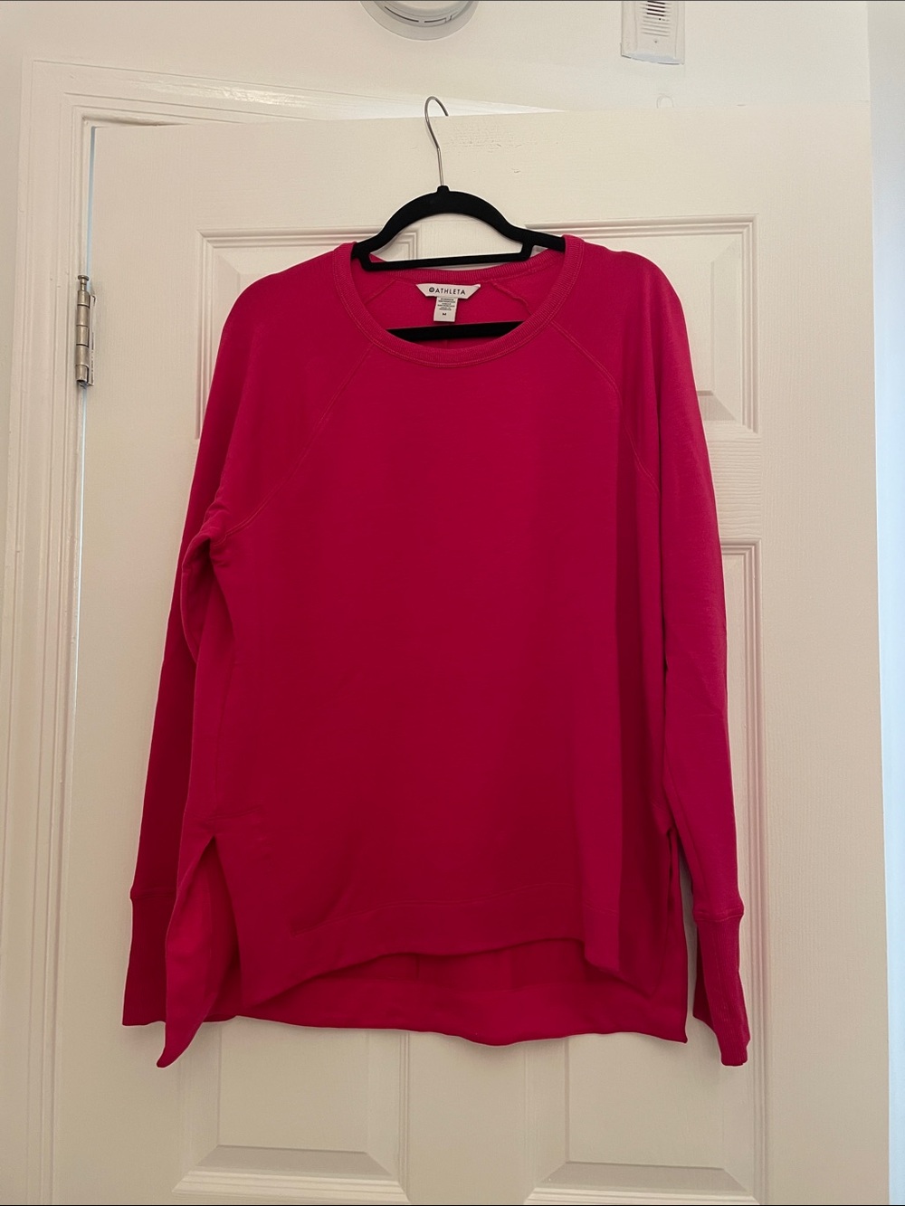 Athleta Hot Pink Long Sleeve Crewneck lightweight sweatshirt.